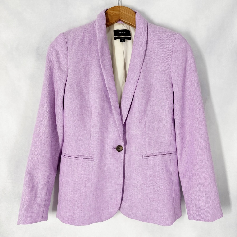 J. Crew Linen Lavender Parke Purple Blazer Jacket Women's Size 6